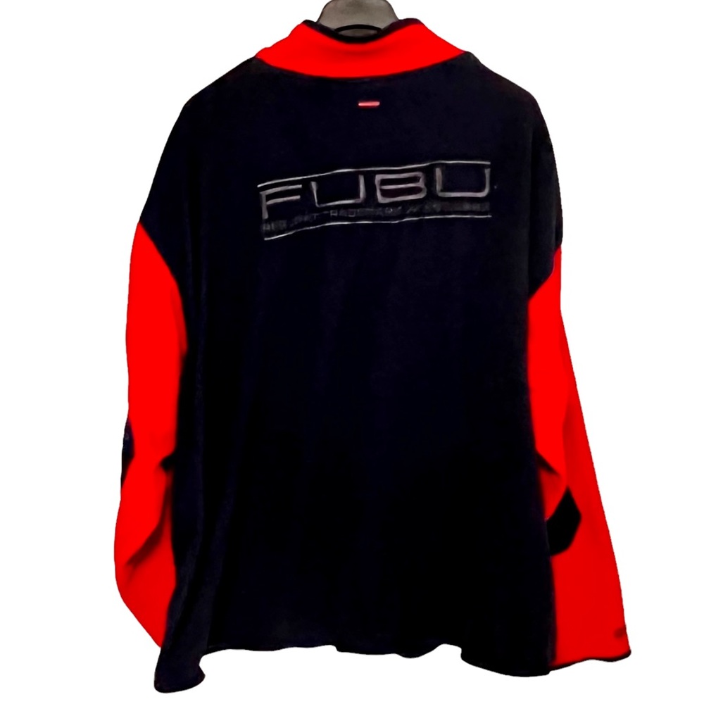 Vintage FUBU Fleece Pullover Hoodie Navy Blue Red Men's Size 3XL